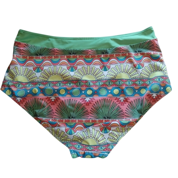 Modcloth High Dive Colorful High-Waist Bikini Bottoms Tropical XL - Picture 6 of 9